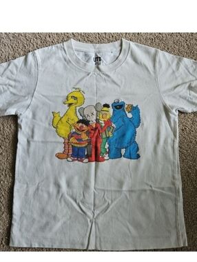 KAWS White Short Sleeve Tee With Sesame Street Characters